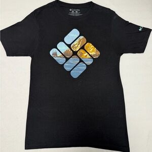Columbia Black Tee with Mountain Graphic